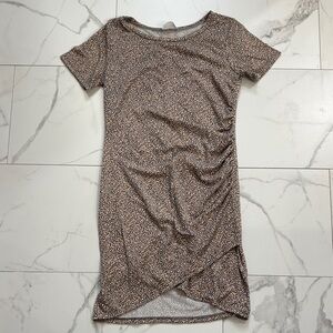 Maternity Tan & Black Leopard Dress